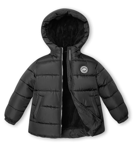 maoo garden Mädchen Winterjacke 4-7 Jahre Leichte Steppmäntelchen mit Fleecefutter wasserabweisend für Kindergarten Vorschulkinder Schwarz 122 von maoo garden