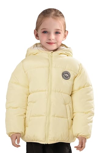 maoo garden Mädchen Winterjacke Mit Fleecefutter Leichte Schauerfeste Steppjacke Für Kleinkinder Gelb 122 von maoo garden