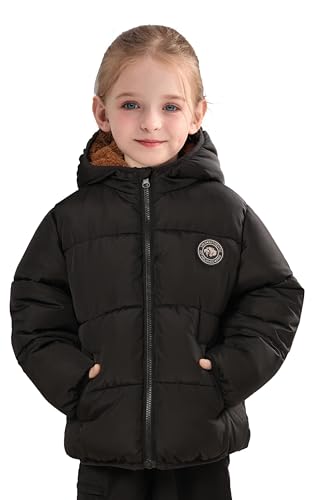 maoo garden Mädchen Winterjacke Mit Fleecefutter Leichte Schauerfeste Steppjacke Für Kleinkinder Schwarz 116 von maoo garden