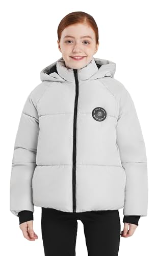 maoo garden Mädchen Wintermantel mit Fleecefutter schwere Ausführung Faux-Daunen Steppjacke wasserabweisend für Schulkinder Grau 152 von maoo garden