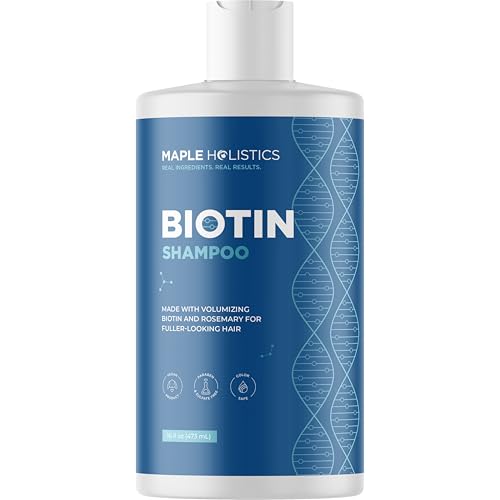 Maple Holistics Biotin Shampoo für Haarwachstum und Volumen - Haarausfall für Männer und Frauen - Natürliche Dht Blocker - Eindicken Shampoo für feines Haar - Pure Anti-Schuppen Oils - Sulfate frei für gefärbtes Haar - 16 Oz von maple holistics