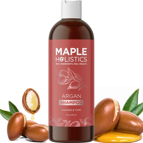 maple holistics Arganöl Shampoo, Sulfate Free - Mit Argan, Jojoba, Avocado, Mandel, Pfirsich-Kernel, Kamelie-Samen, und Keratin - 100% sicher für Farbe behandeltes Haar - für Männer, Frauen, Jugendliche - alle Haartypen - vorteilhafteste Haircare Produkt verfügbar von maple holistics