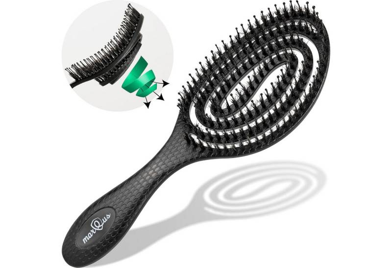 marQus Haarbürste ohne Ziepen mit Wildschweinborsten - nachhaltiges Material, Entwirrbürste mit einzigartiger Spirale, perfekt für nasse&trockene Haare, mehr Glanz, Volumen & gesunde Haarpflege, Natur von marQus