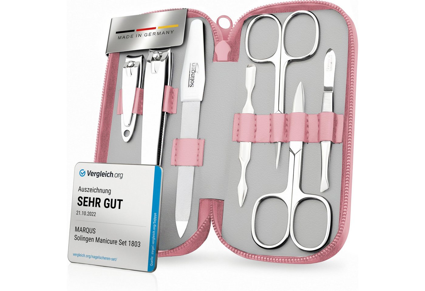 marQus Maniküre-Etui 4-teilig Praktisch und Kompakt- mit Feile aus Solingen, 4 tlg. von marQus