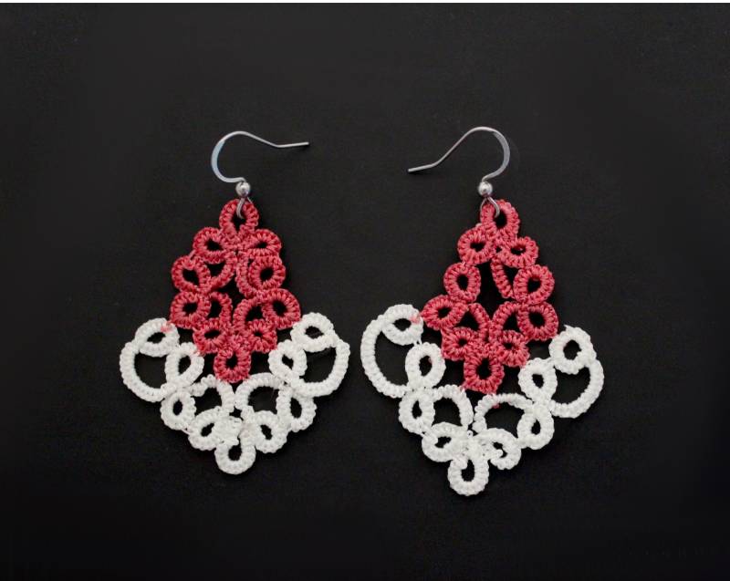 Ohrringe Pink Weiß Handarbeit Occhi Gehäkelte Häkelschmuck Ohrhänger Geschenk Für Frauen von maraeilis