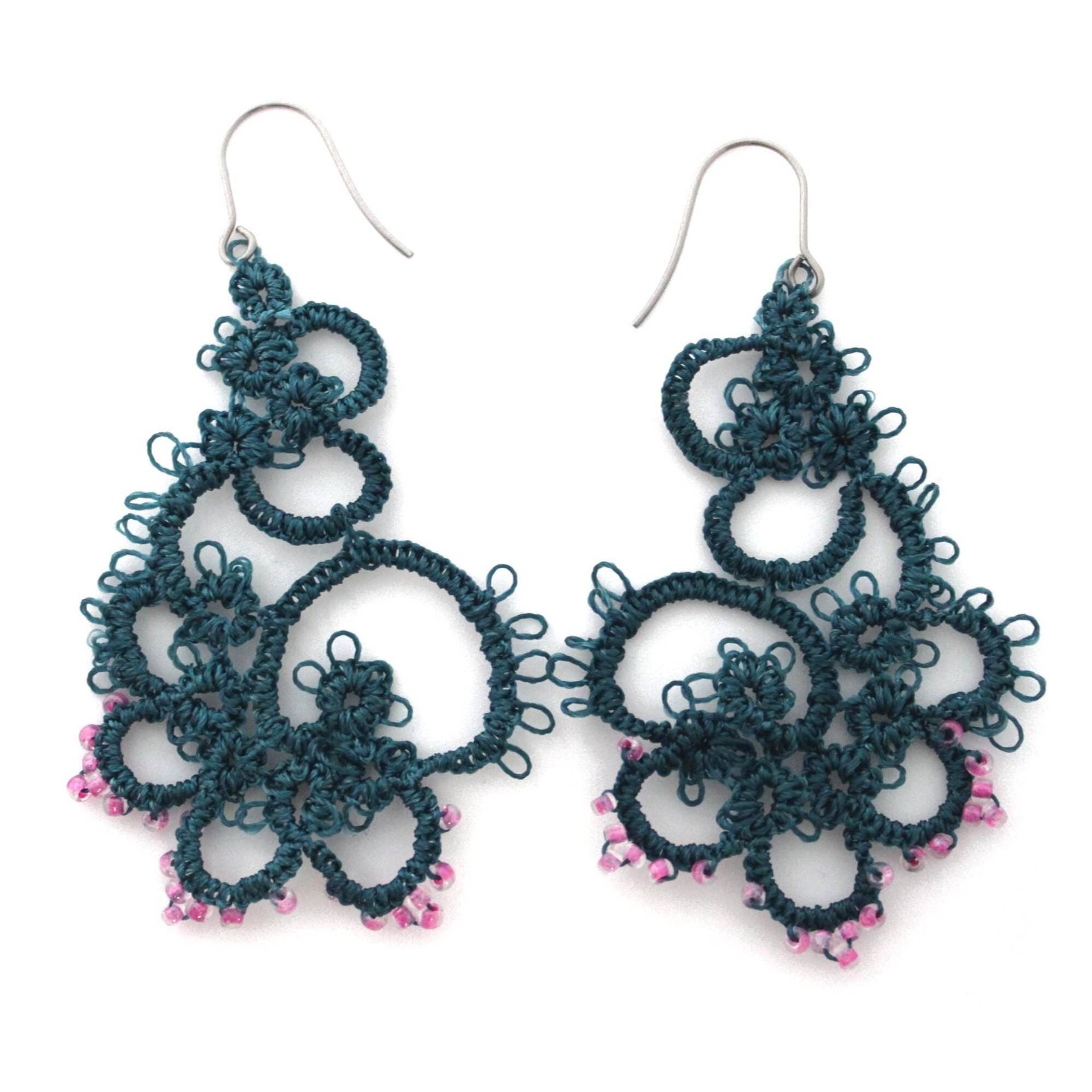 Türkise Ohrringe Handarbeit Occhi Gehäkelt Häkelohrringe Schiffchenspitze Geschenkidee Für Frauen von maraeilis
