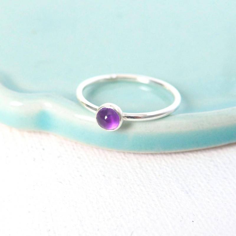 Amethyst Sterling Silber Stapelring Februar Geburtsstein von maramjewellery