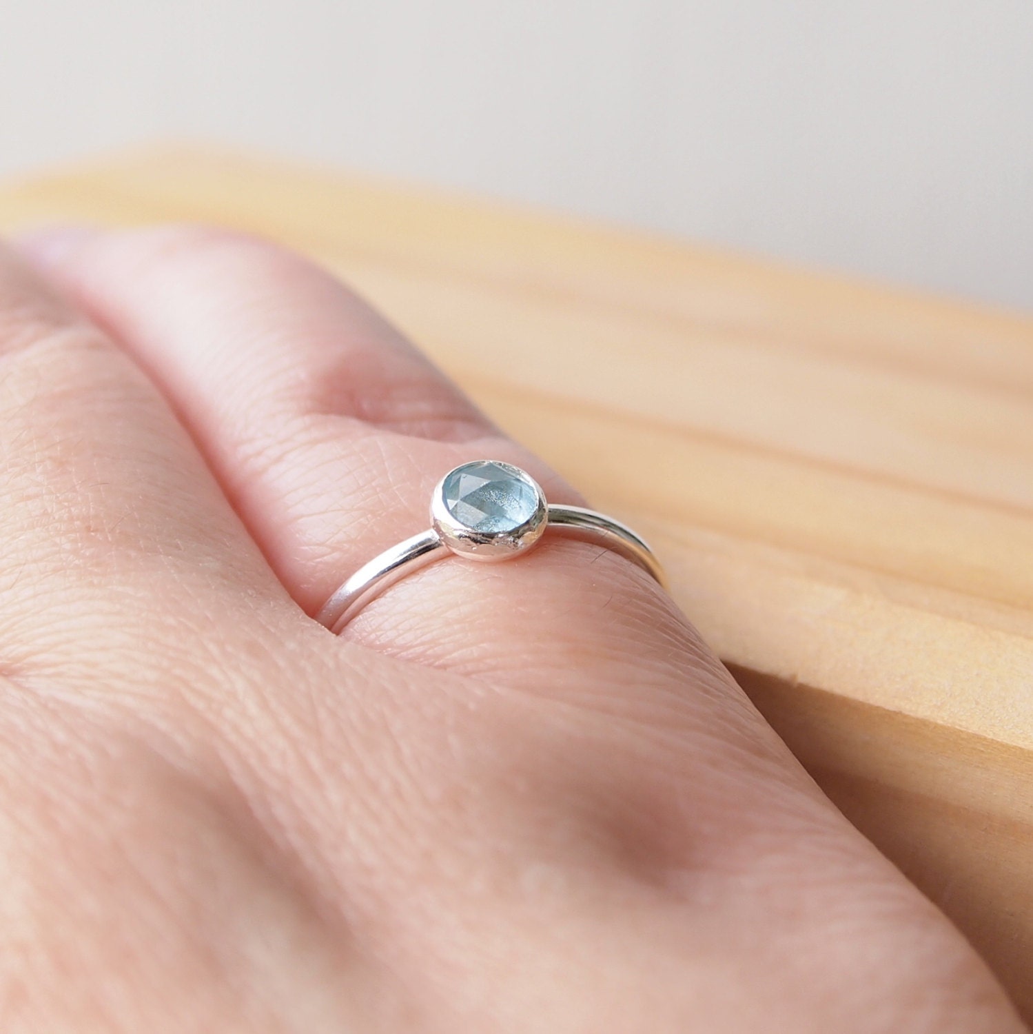 Aquamarin Sterling Silber Ring März Birthstone Schmuck von maramjewellery