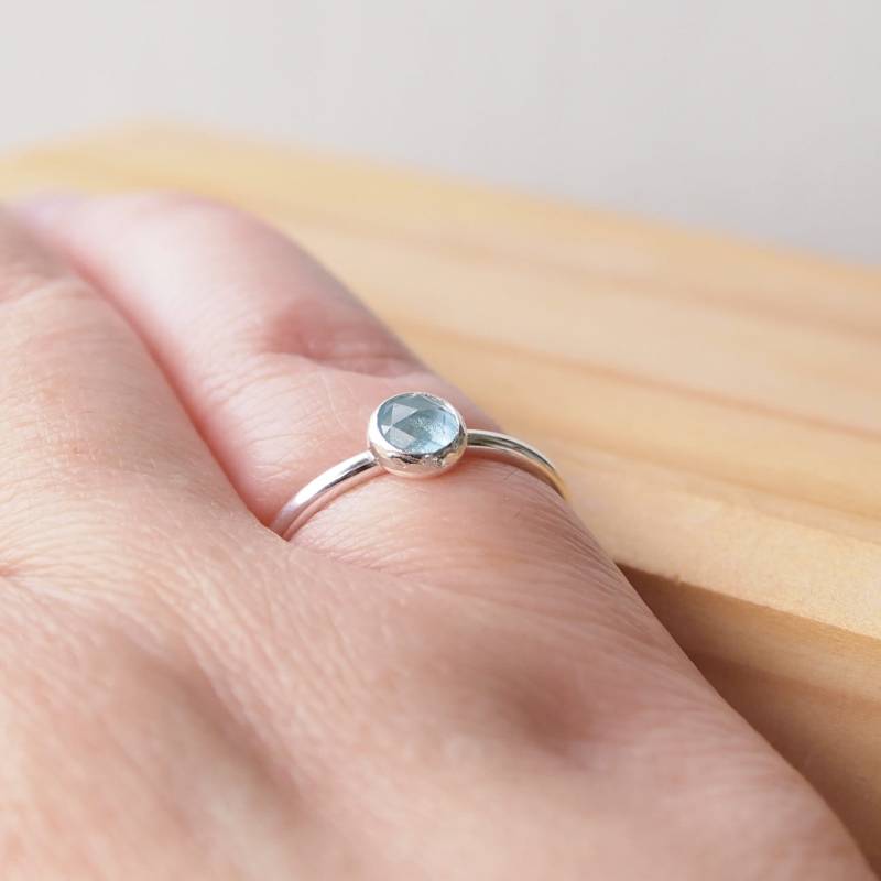 Aquamarin Sterling Silber Ring März Birthstone Schmuck von maramjewellery