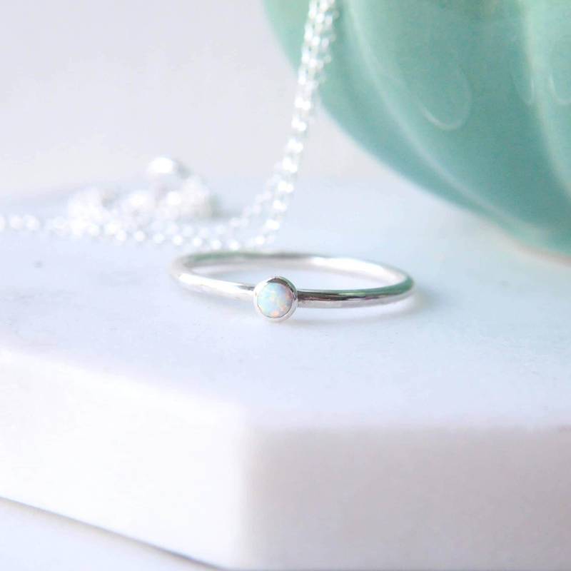 Vintage Opal Und Silber Ring - Oktober Geburtsstein Schmuck Geschenk Für Geburtstag von maramjewellery