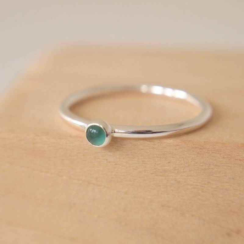 Mai Birthstone Ring - Grüner Achat Und Sterling Silber Edelstein von maramjewellery