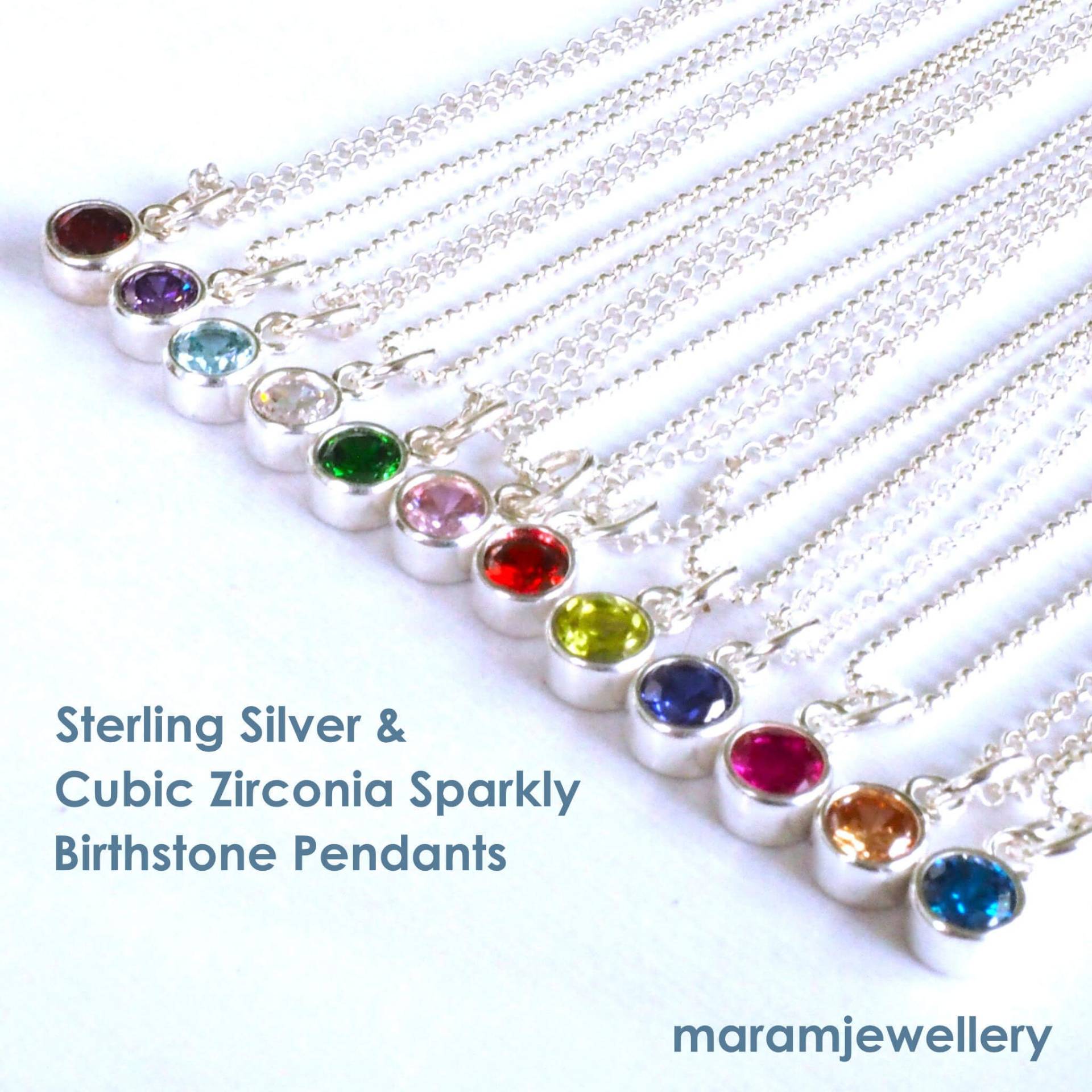 Wählen Sie Ihre Geburtsstein Solitär Halskette von maramjewellery