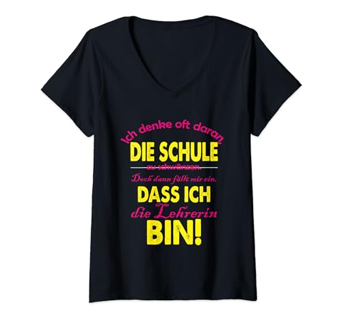 Damen Lehrerin Die Schule schwänzen T-Shirt mit V-Ausschnitt Damen Lehrerin Die Schule schwänzen T-Shirt mit V-Ausschnitt von marboeh-klamotten