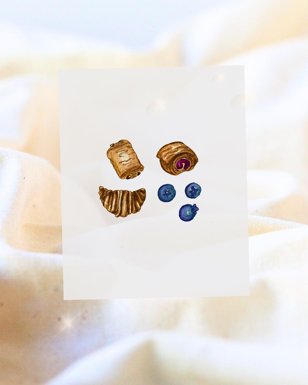 Midi Niedliches Bügelbild Gebäck Mit Croissant Und Blaubeeren | Aquarell Dtf Druck Transfer Midi Niedliches Bügelbild Gebäck Mit Croissant Und Blaubeeren | Aquarell Dtf Druck Transfer von marcelinecreatives