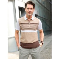 Witt Herren Kurzarm-Poloshirt, beige-gestreift von marco donati