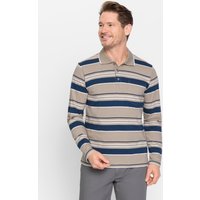 Witt Weiden Herren Langarm-Poloshirt beige-gestreift von marco donati