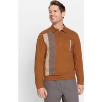 Witt Herren Langarm-Poloshirt, cognac-gestreift von marco donati