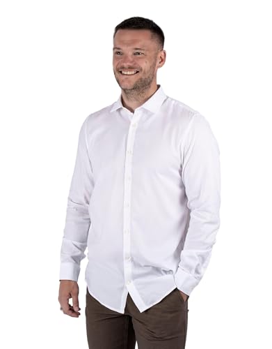 marcus Rice Hemd Herren Langarm Weiß XS | Klassisches Modische Herren Hemden aus 100% Baumwolle mit Bequeme Passform | Stilvolle und einfache von Marcus
