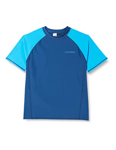 Herren UV-Schutz Kurzarm T-Shirt (Rashguard), Oeko-Tex 100 in Marine/türkis in Größe XXL von mareno