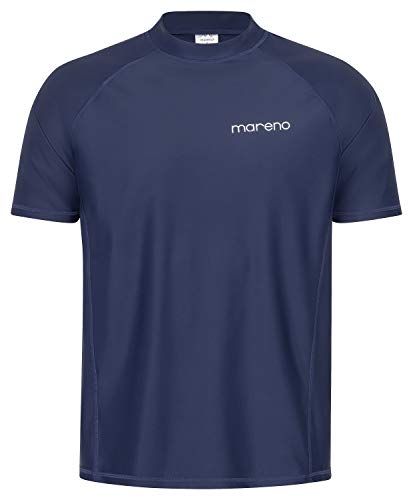 Herren UV-Schutz Kurzarm T-Shirt (Rashguard), Oeko-Tex 100 in Marine blau in Größe L von MARENO