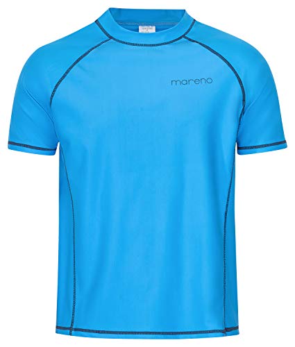 Herren UV-Schutz Kurzarm T-Shirt (Rashguard), Oeko-Tex 100 in hellblau, Größe XXXL von MARENO