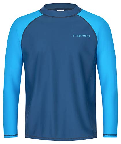 Herren UV-Schutz Langarm T-Shirt (Rashguard), Oeko-Tex 100 in Marine/türkis in Größe S von mareno