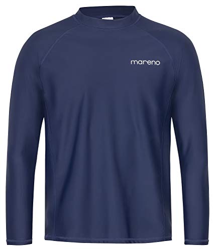 Herren UV-Schutz Langarm T-Shirt (Rashguard), Oeko-Tex 100 in Marine blau in Größe XXXL von MARENO