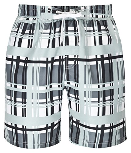 mareno® - Herren Badeshort, karo schwarz (Large, Gemustert grau) von mareno