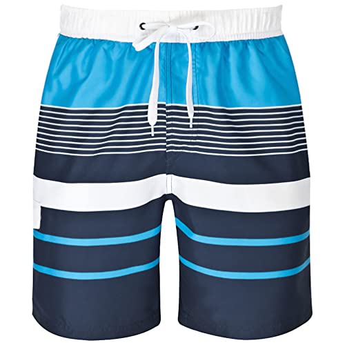 mareno® - Herren Badeshort, karo schwarz (X-Large, gestreift blau) von mareno