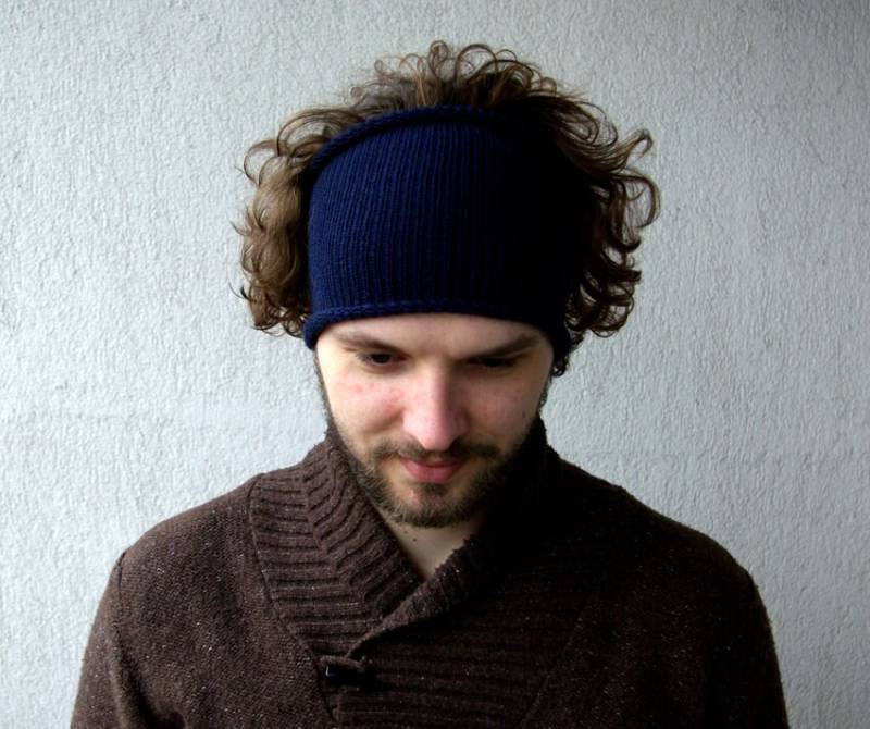 Gestricktes Herren Stirnband Jungs Strick Haar Wrap - Blaue Farbe Unisex Erwachsene Dread Band Dreadlocks Accessoire von mareshop