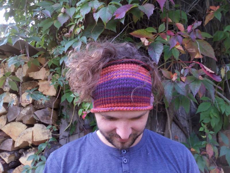 Gestricktes Herren Stirnband Jungs Strickhaarband - Orange Flieder Erwachsene Dreadband Tube Hat Dreadlock von mareshop
