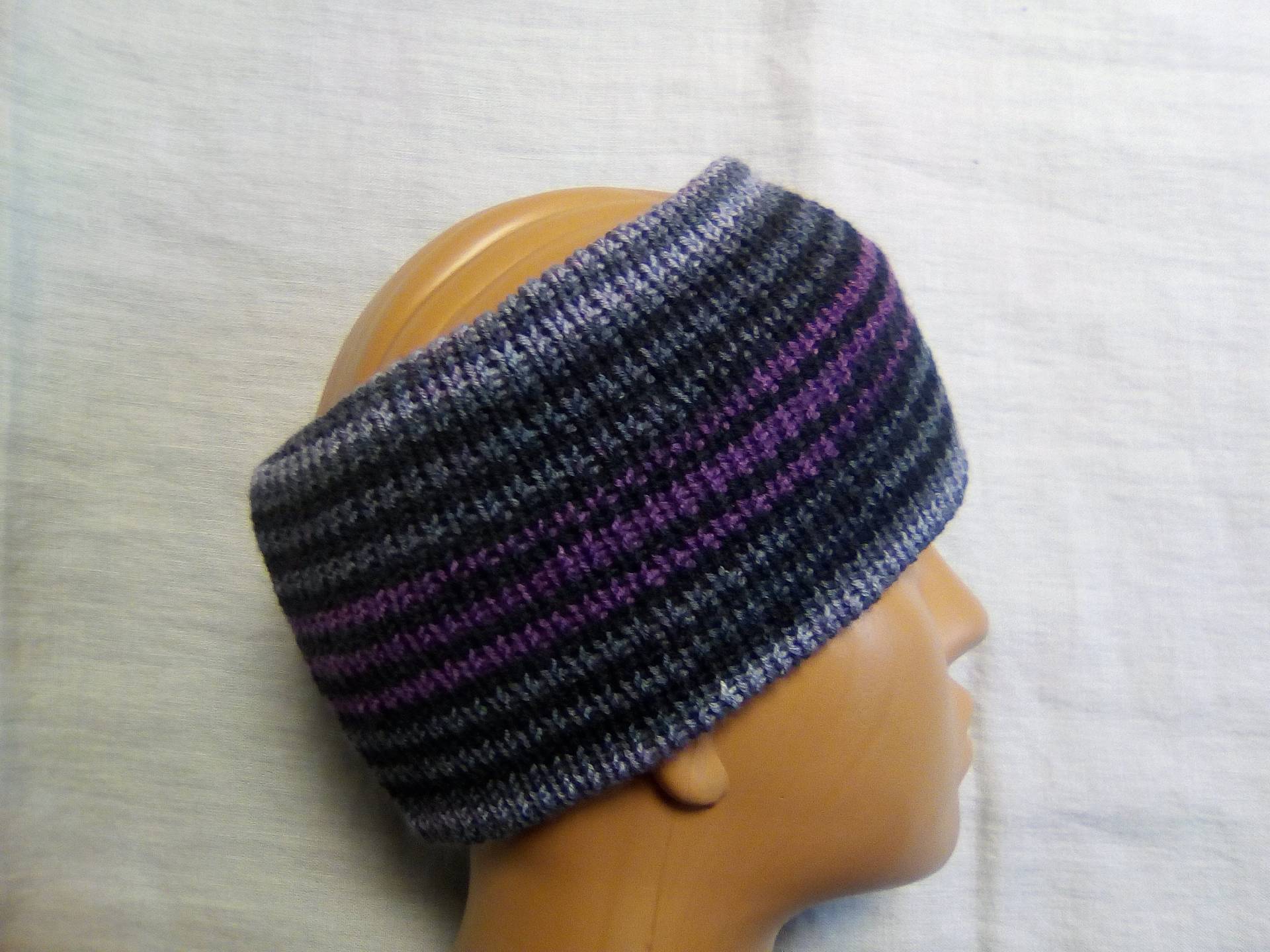 Gestricktes Stirnband, Gestricktes Haarband - Schwarz, Grau Und Violett, Unisex Dread Band von mareshop