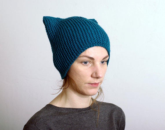 Hat Cat Knit Womens Hats - Accessories Winter Türkis Farbe von mareshop