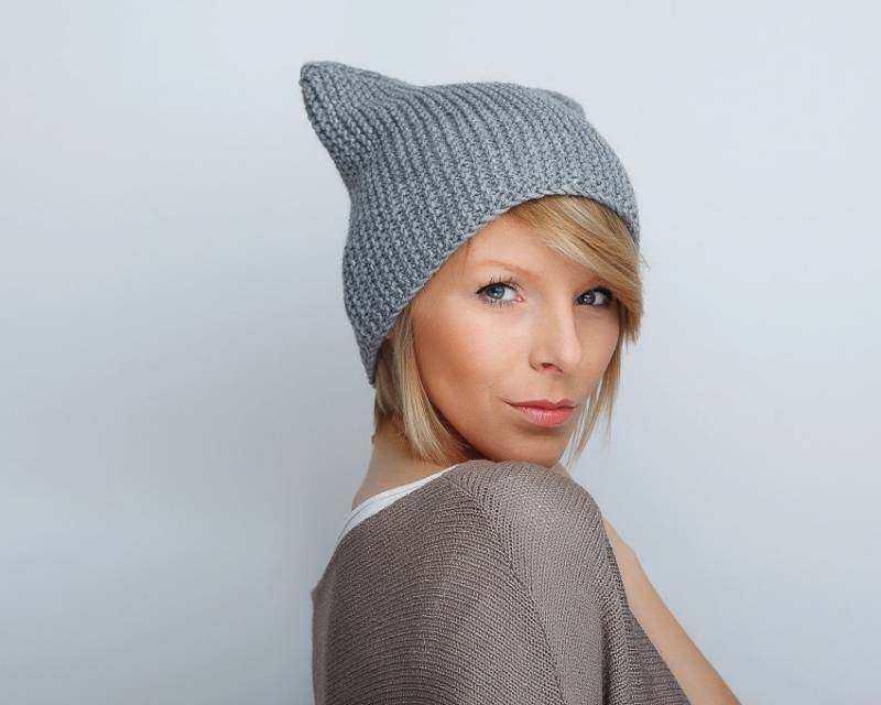 Hut Katzenohren Handstrick Katzenhut Strickmütze Damenmütze Accessoires Wintermütze Mehrfarbig von mareshop