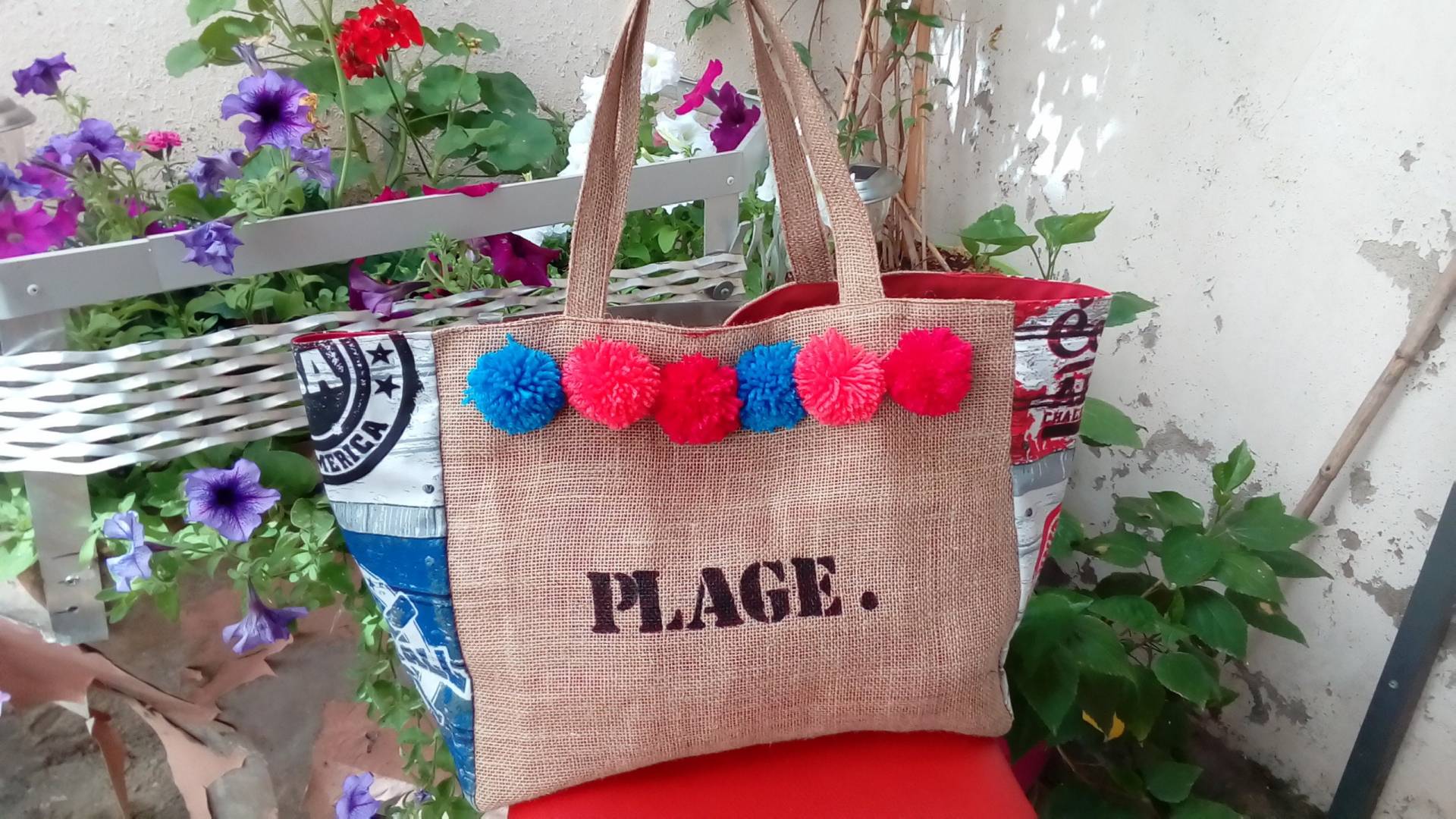 Große Strandtasche Xxl Tuss Und Pompons Große Strandtasche Xxl Tuss Und Pompons von marie1creation