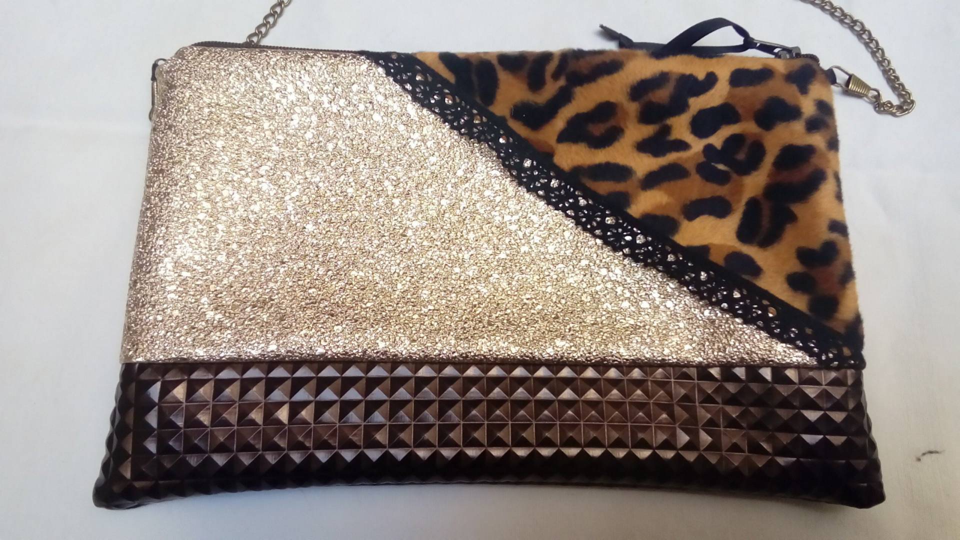 Umhängetasche Aus Stoff in Braun-, Gold - Und Leopardenoptik Umhängetasche Aus Stoff in Braun-, Gold - Und Leopardenoptik von marie1creation