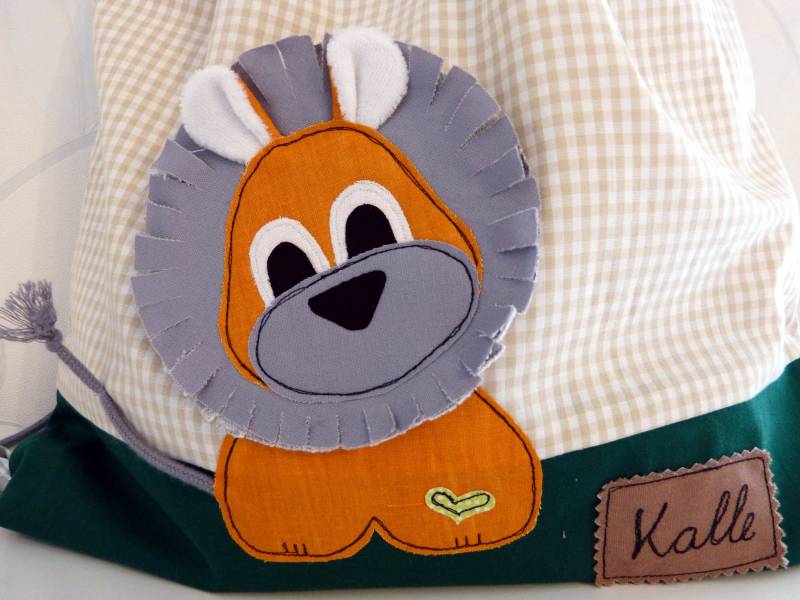 Kinder Turnbeutel Mit Namen Und Löwe, Rucksack von mariebell123