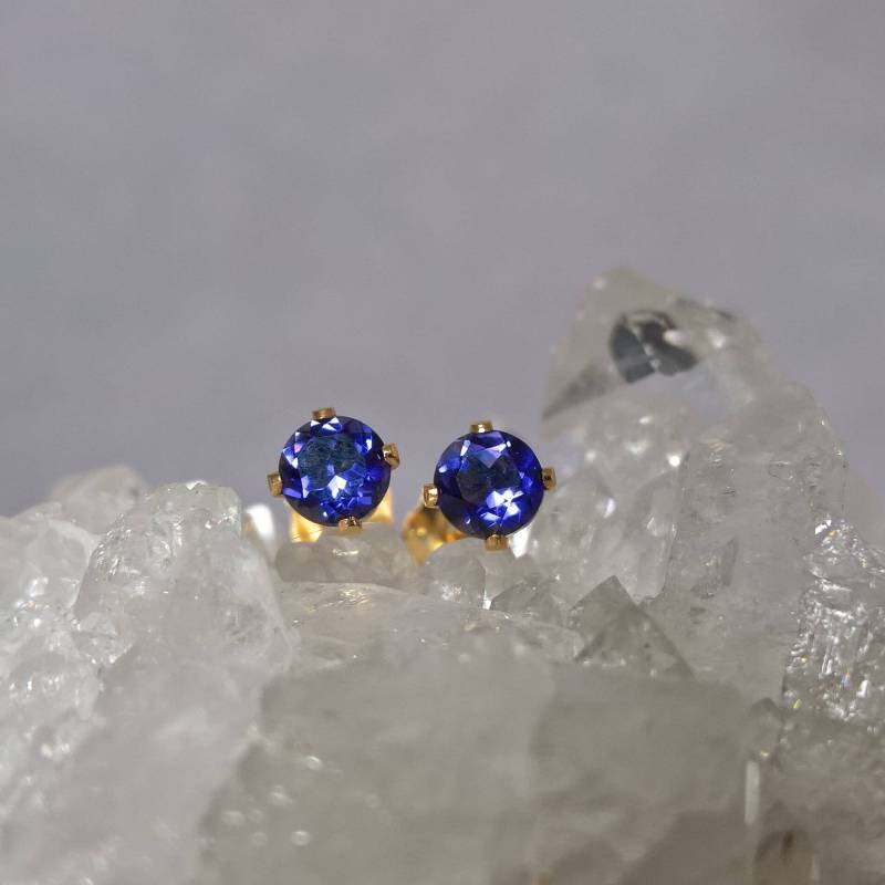 Iolith Ohrstecker Sterling Silber Oder Gold Fill, Wassersaphir, 4 Mm von marienicolebijoux