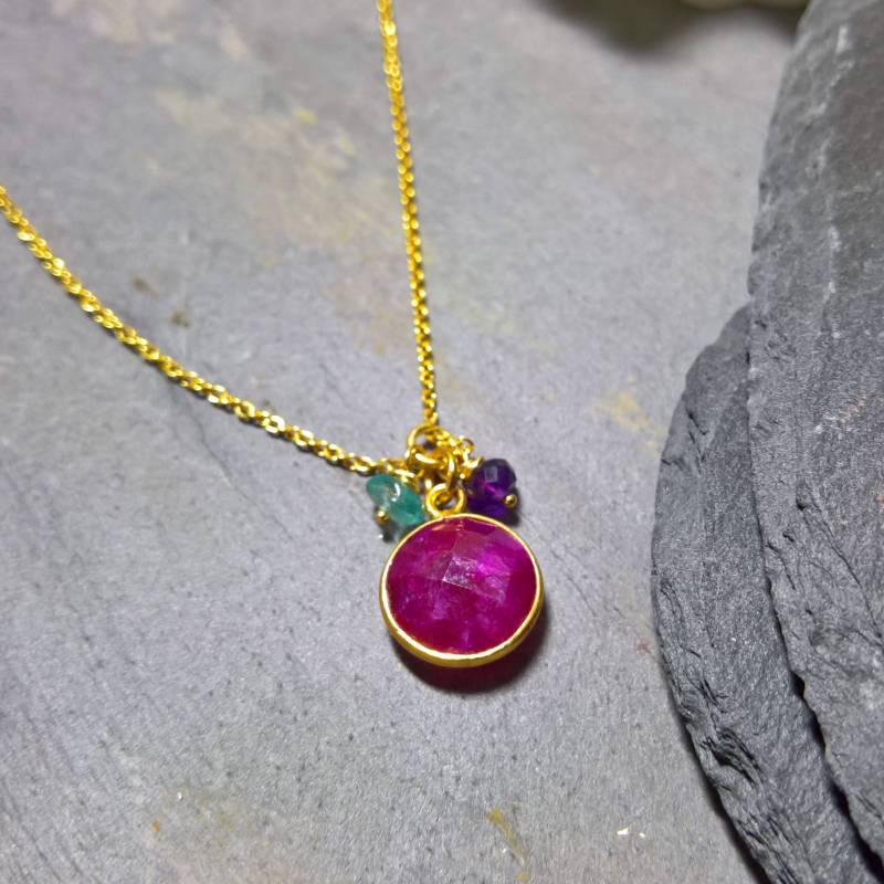 Kreis Rubin Anhänger Gold Vermeil Juli Geburtsstein Kreis Rubin Anhänger Gold Vermeil Juli Geburtsstein von marienicolebijoux