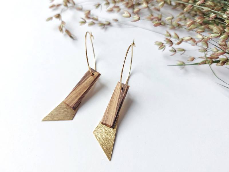 Ohrringe „Ma Douceur D'olivier" Aus Olivenholz Und Edelstahl 316 von mariewoodwork