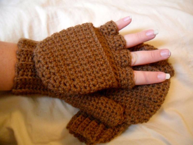 Brauner Wolle Cabrio Handschuhe - Braun Fingerlose Brauner von marinebiochic07