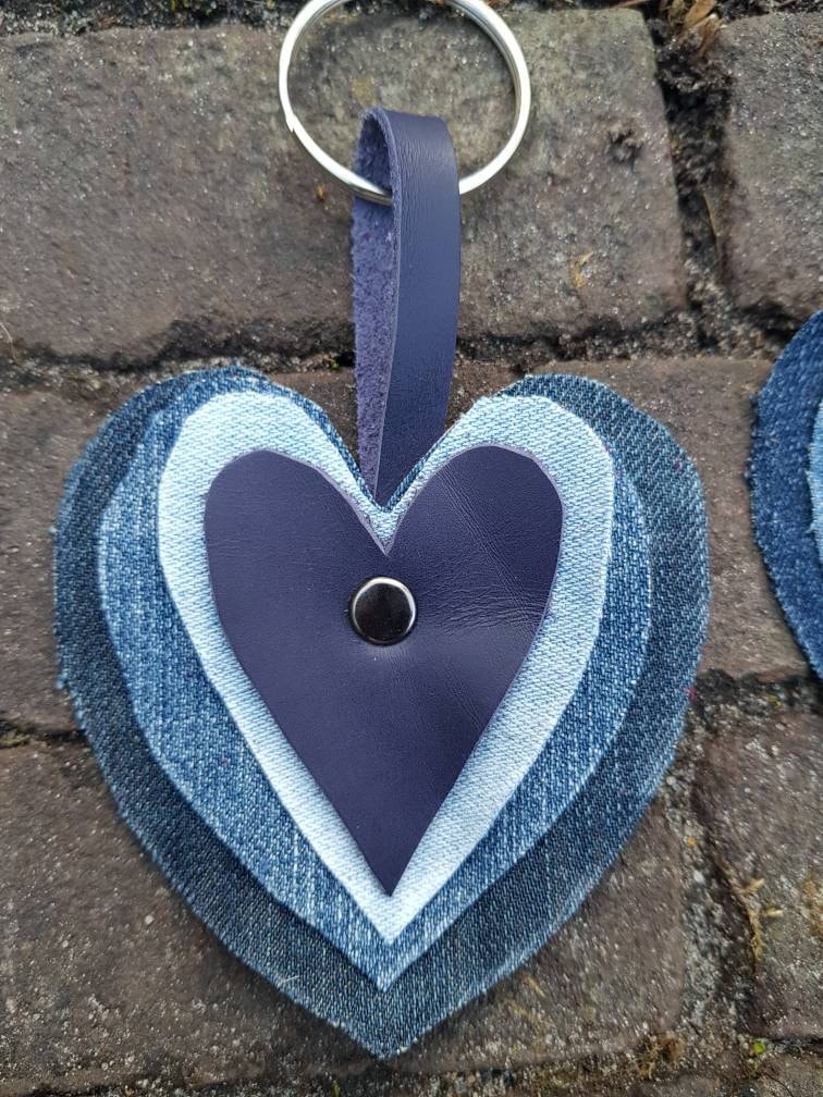 Schlüsselanhänger Jeans Und Leder Blau Schlüsselanhänger Jeans Und Leder Blau von marithagen