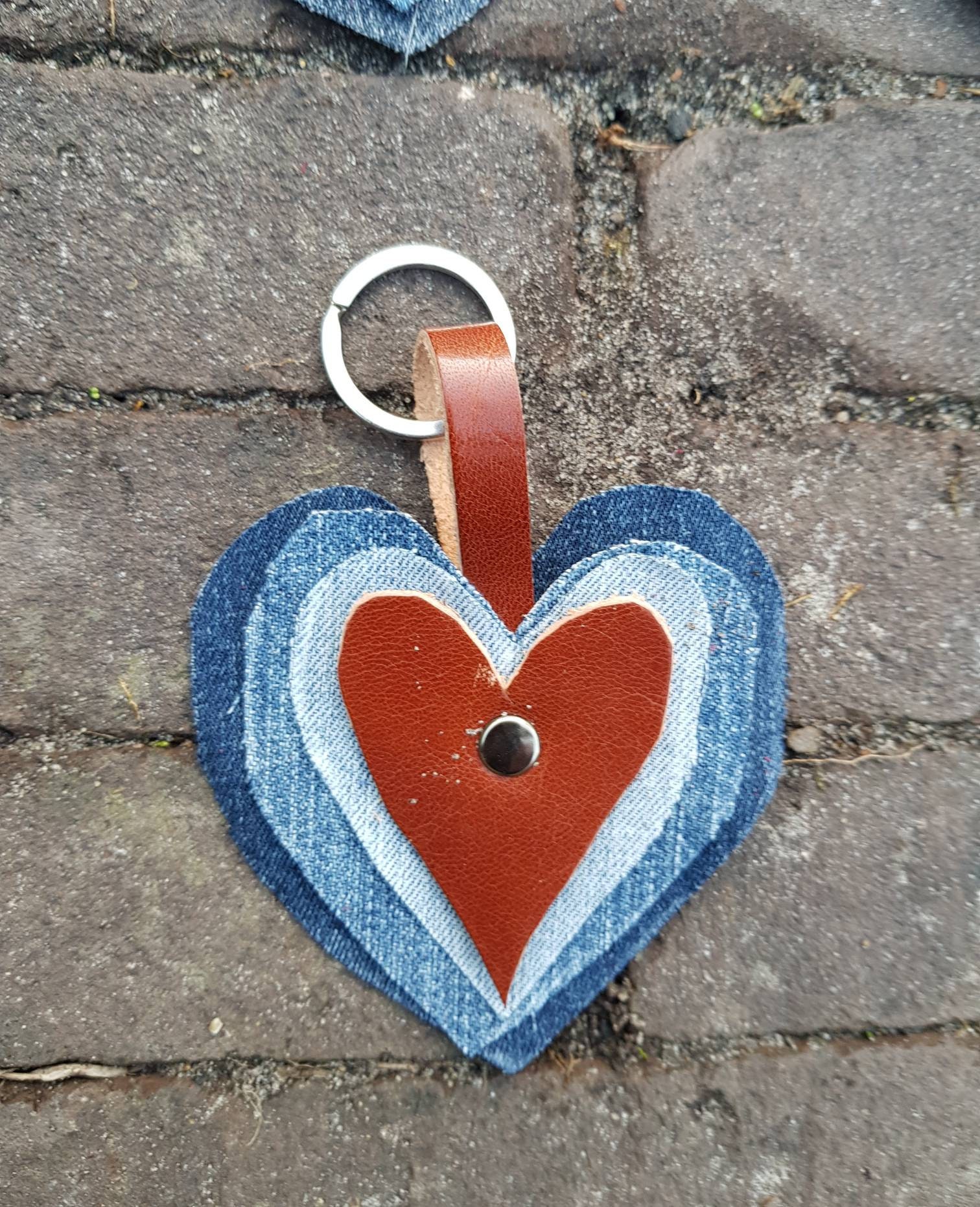 Schlüsselanhänger Jeans Und Leder Braun Schlüsselanhänger Jeans Und Leder Braun von marithagen