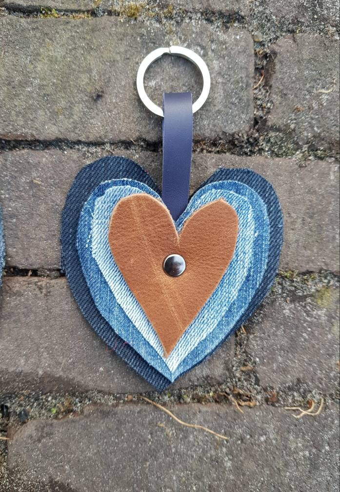 Schlüsselanhänger Jeans Und Leder Braun Schlüsselanhänger Jeans Und Leder Braun von marithagen