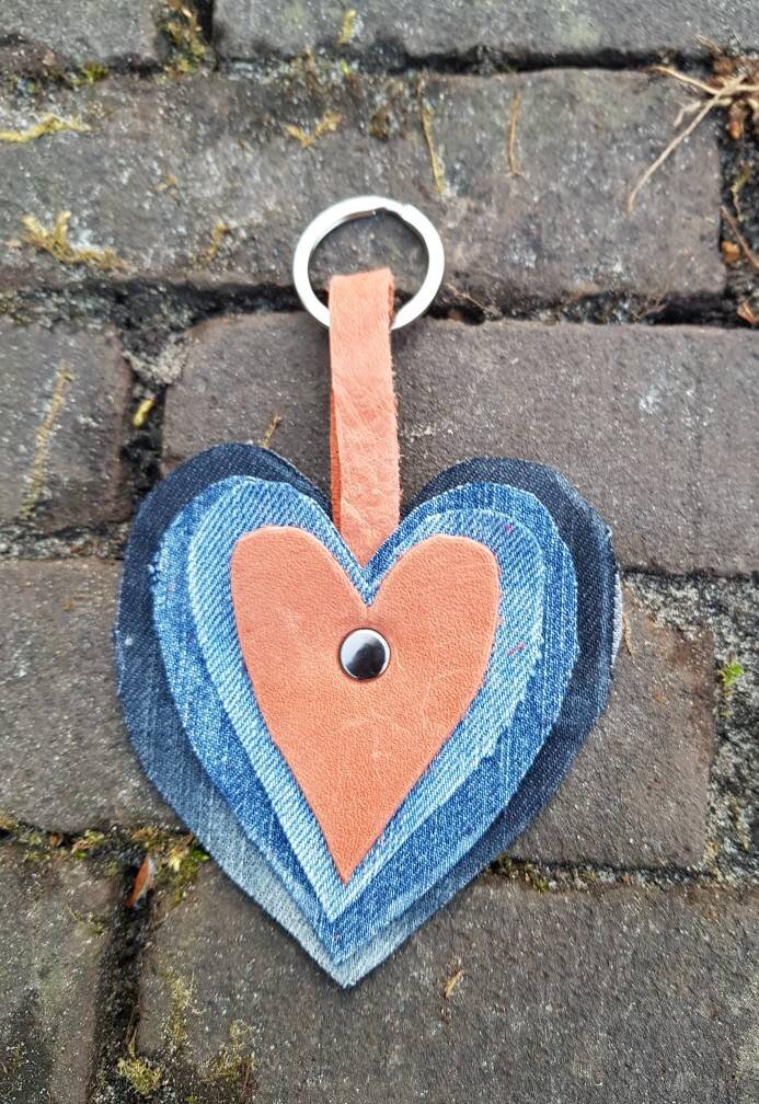 Schlüsselanhänger Jeans Und Leder Orange Schlüsselanhänger Jeans Und Leder Orange von marithagen