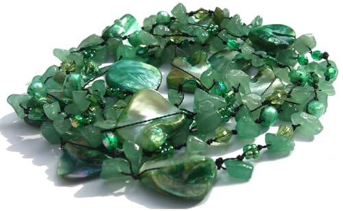 Kette Aventurin Perle Perlmutt geknotet hochvariabel tragbar sehr lang MermaidCollection von markasitschmuck