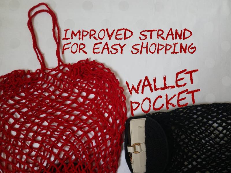 Faltbare Markttasche Mit Reißverschluss|Robuste Handtasche Aus Mesh-Netz|Zweiseitige Einkaufstasche|Abgerundete Benutzerfreundliche Geschenk von markcrochetco
