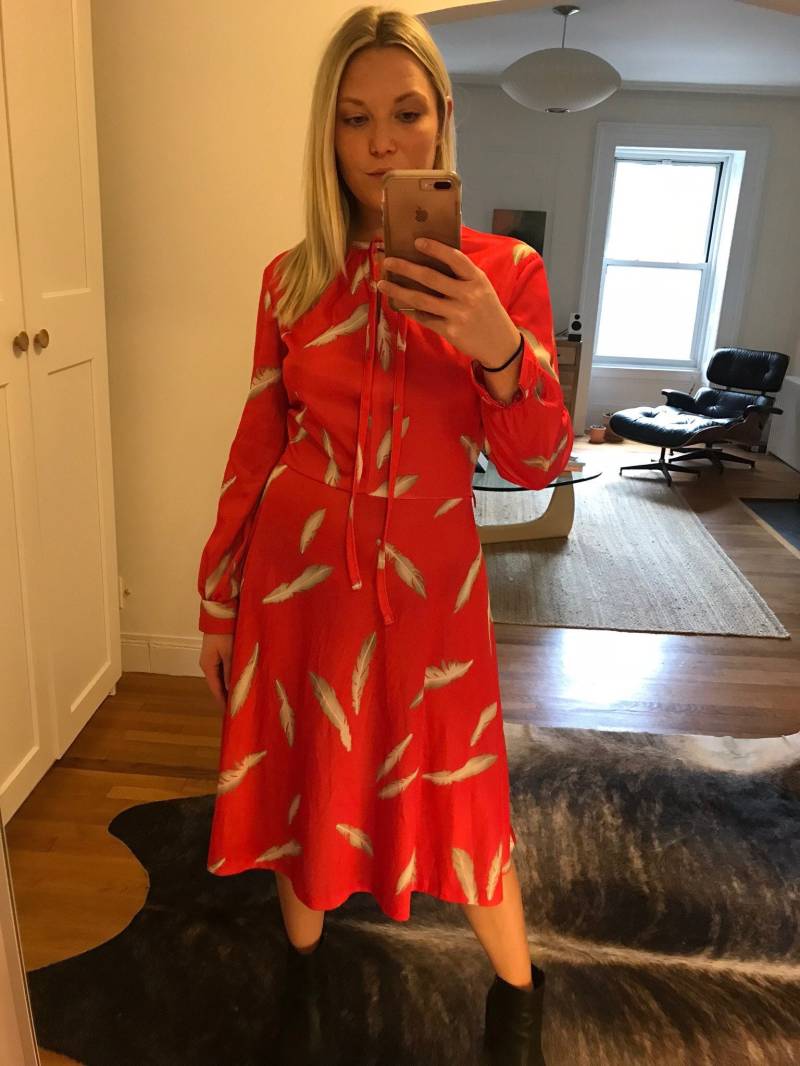 Vintage 1970Er Jahre Blatt Print Kleid von marketvintagebk