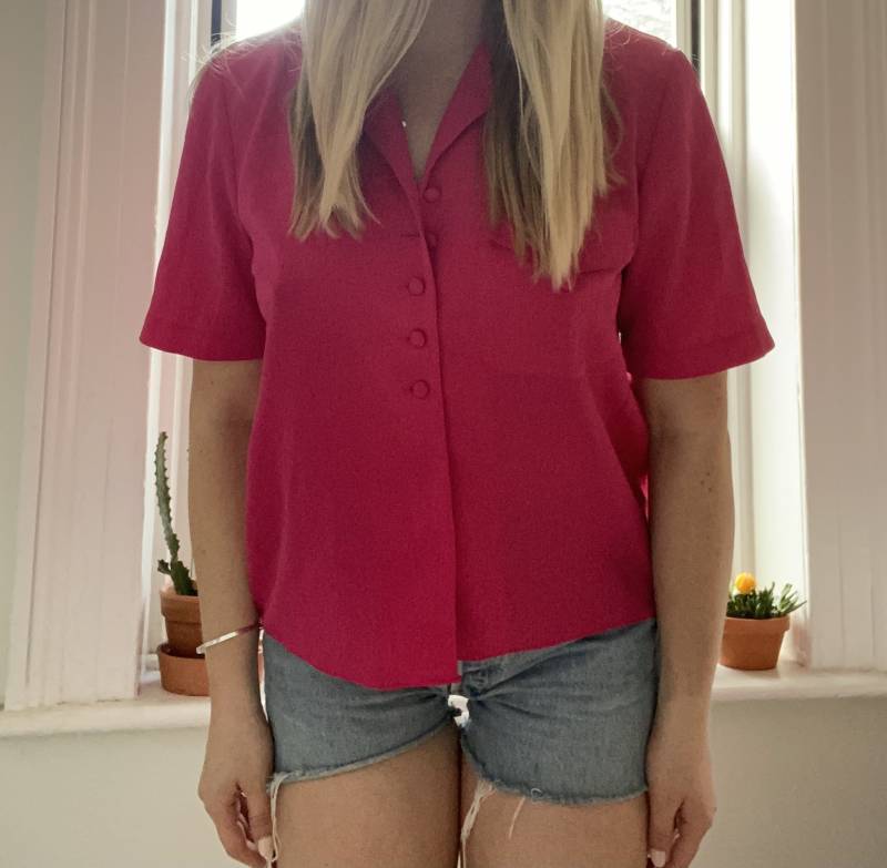 Vintage 80Er Jahre Rosa Abgeschnitten Christie & Jill Bluse/Womens Größe Klein von marketvintagebk