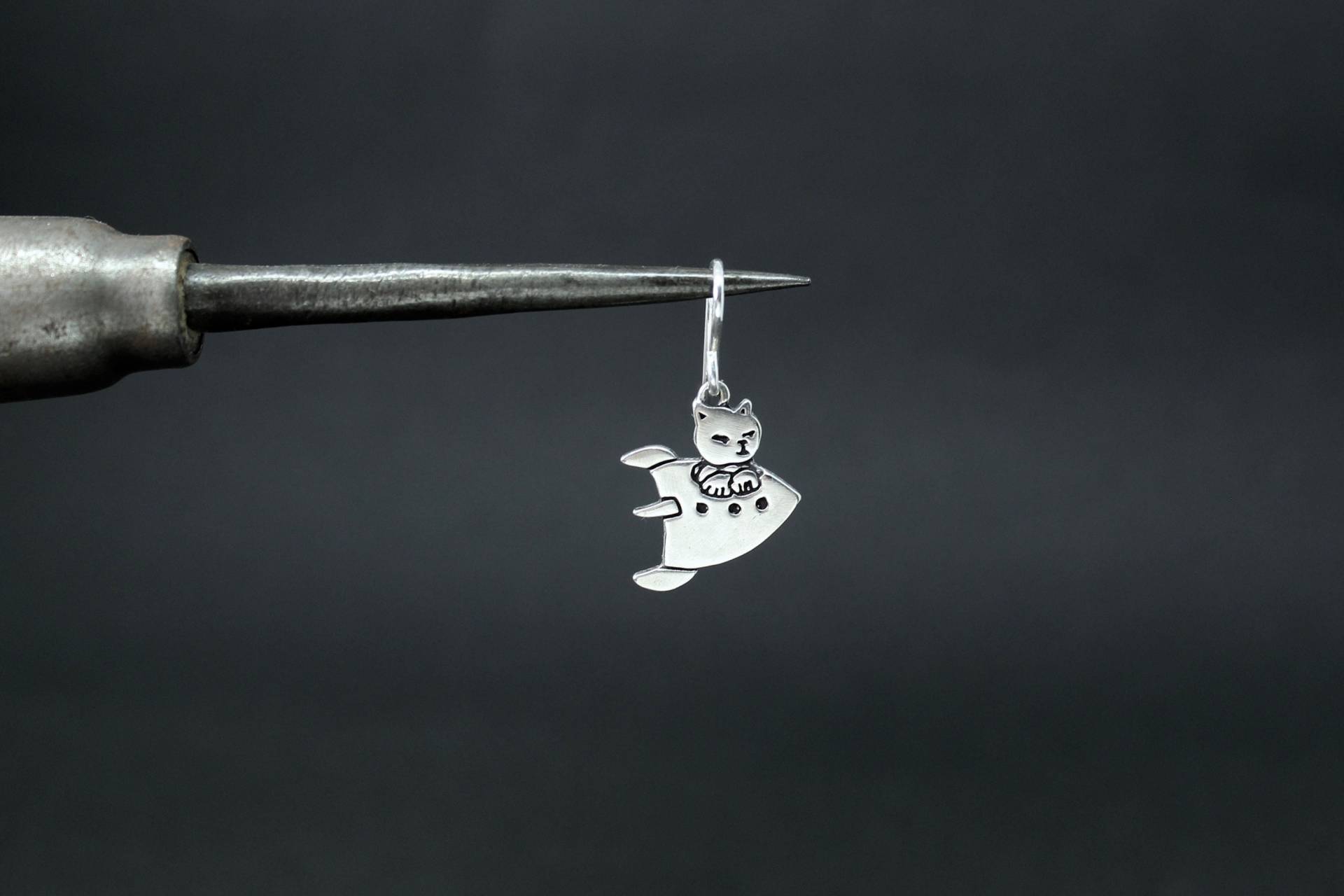 Astro Katze Charm Anhänger 925 Silber Ohrhänger von marmar